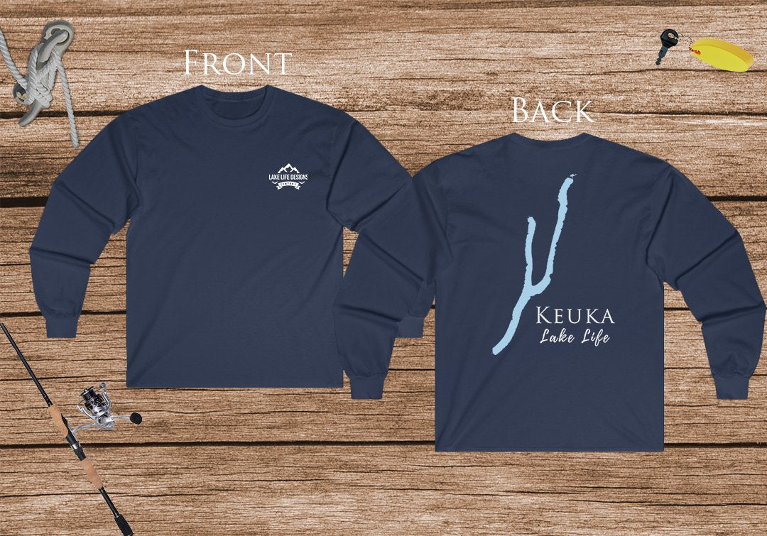 Keuka Lake - Ultra Cotton Long Sleeve Tee - Back Printed - Virginia Lake