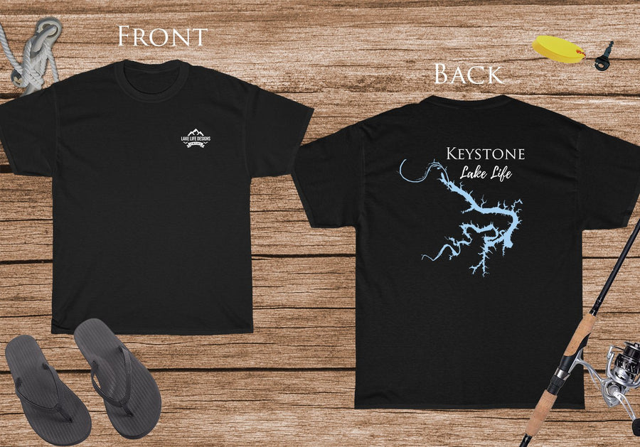 Keystone Lake Life - Cotton Short Sleeved - FRONT & BACK PRINTED - Short Sleeved Cotton Tee - Oklahoma Lake