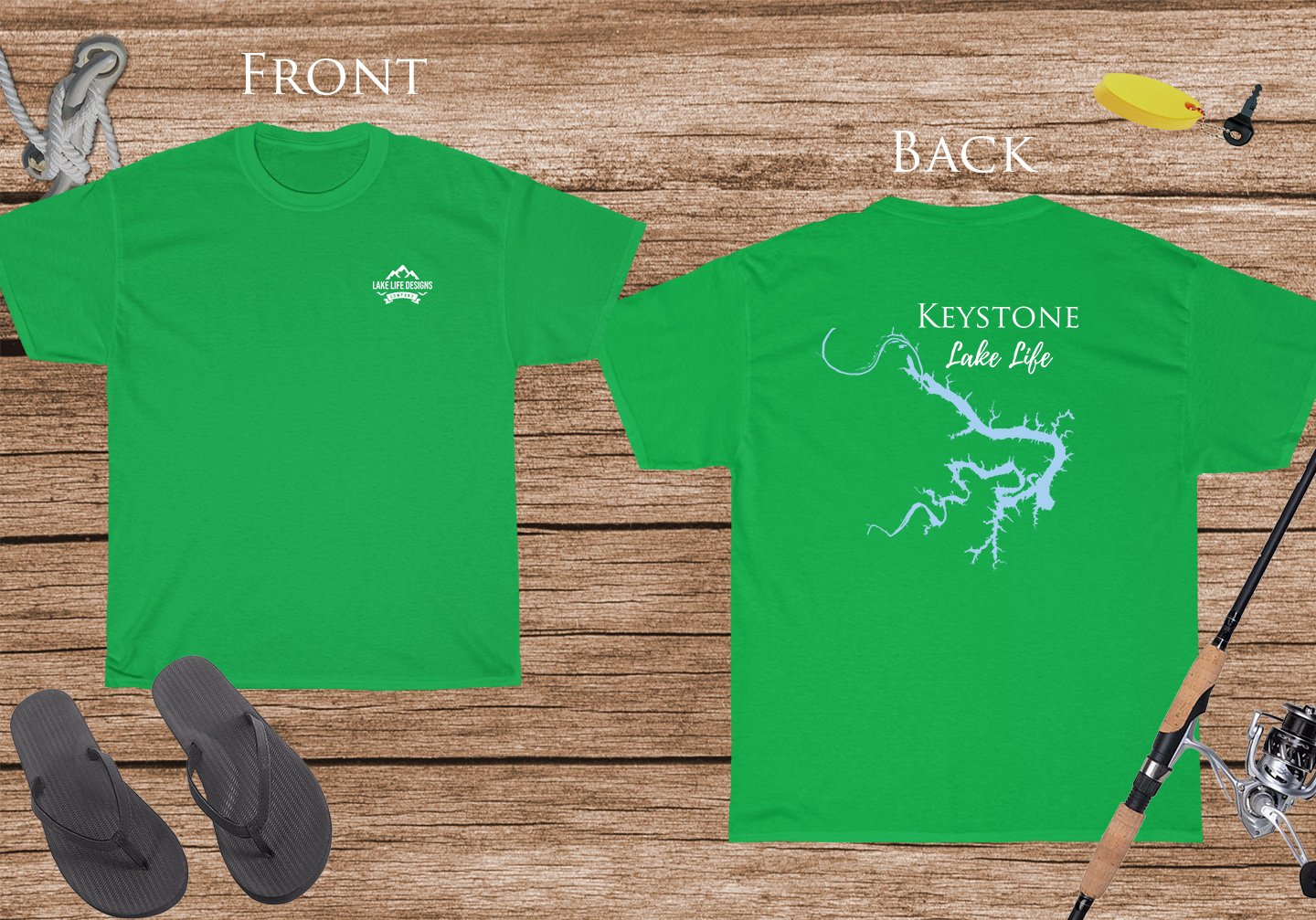 Keystone Lake Life - Cotton Short Sleeved - FRONT & BACK PRINTED - Short Sleeved Cotton Tee - Oklahoma Lake