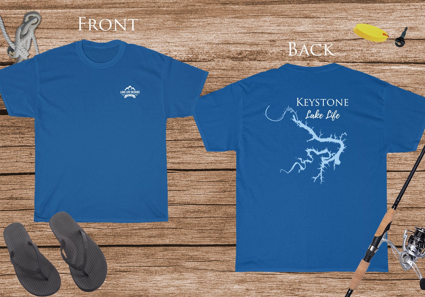 Keystone Lake Life - Cotton Short Sleeved - FRONT & BACK PRINTED - Short Sleeved Cotton Tee - Oklahoma Lake