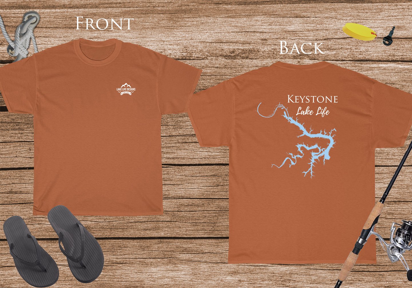 Keystone Lake Life - Cotton Short Sleeved - FRONT & BACK PRINTED - Short Sleeved Cotton Tee - Oklahoma Lake
