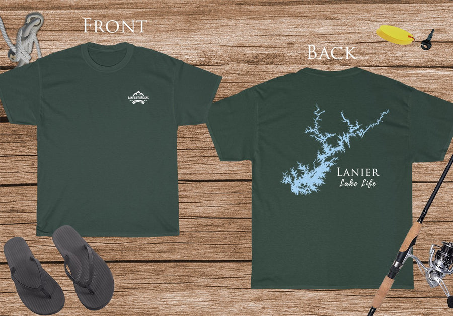 Lanier Lake Life Heavy Cotton Tee - Front and Back Print - Georgia Lake