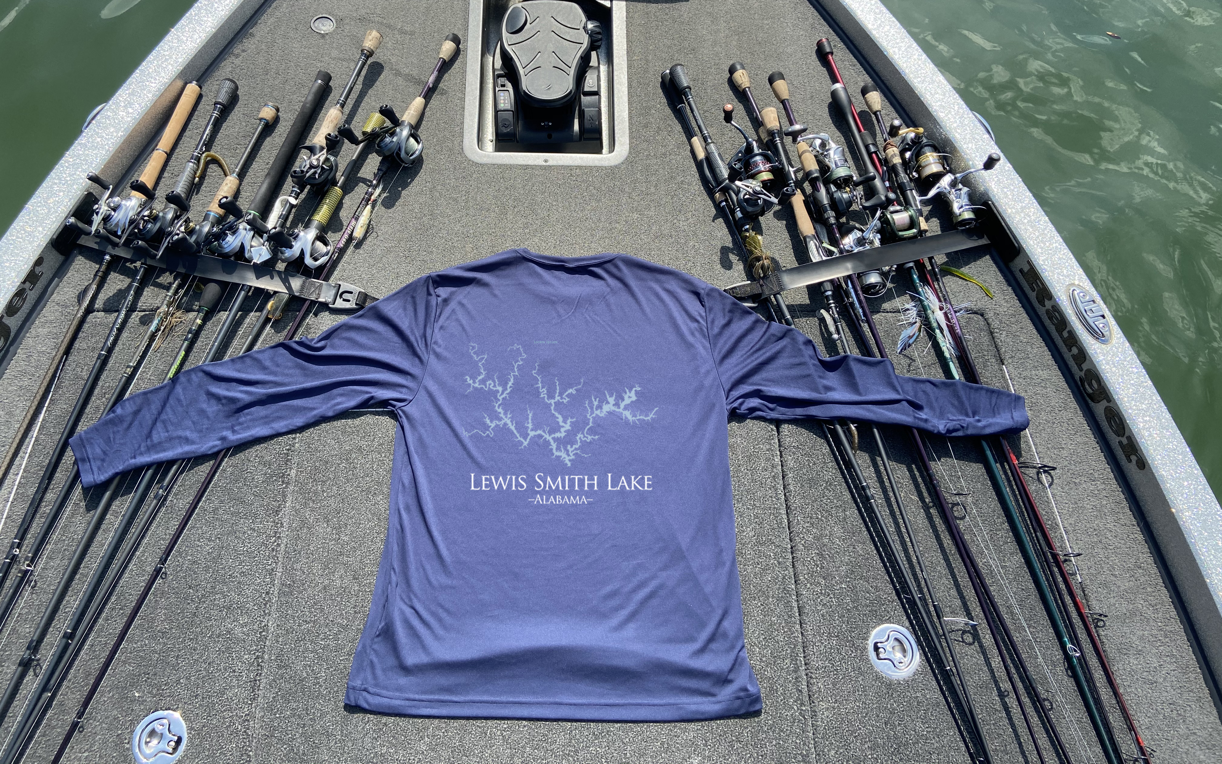 Lewis Smith Lake Dri-fit Boating Shirt - Breathable Material- Men's Long Sleeve Moisture Wicking Tee - Alabama Lake