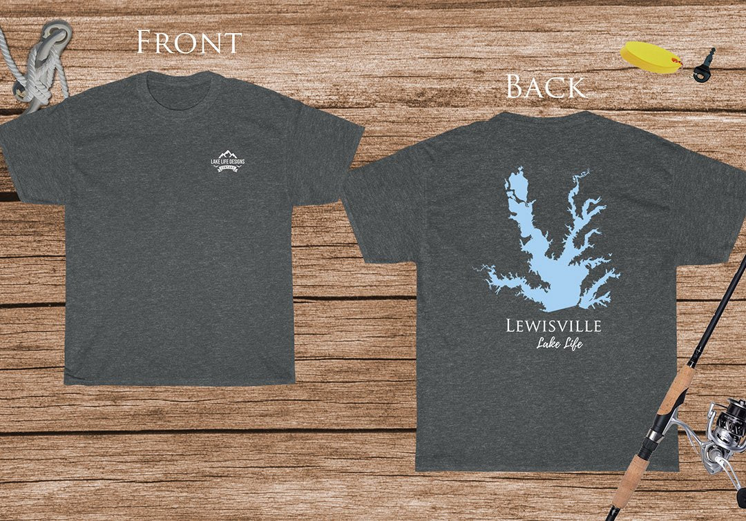 Lewisville Lake Life - Cotton Short Sleeved - FRONT & BACK PRINTED - Short Sleeved Cotton Tee - Texas Lake