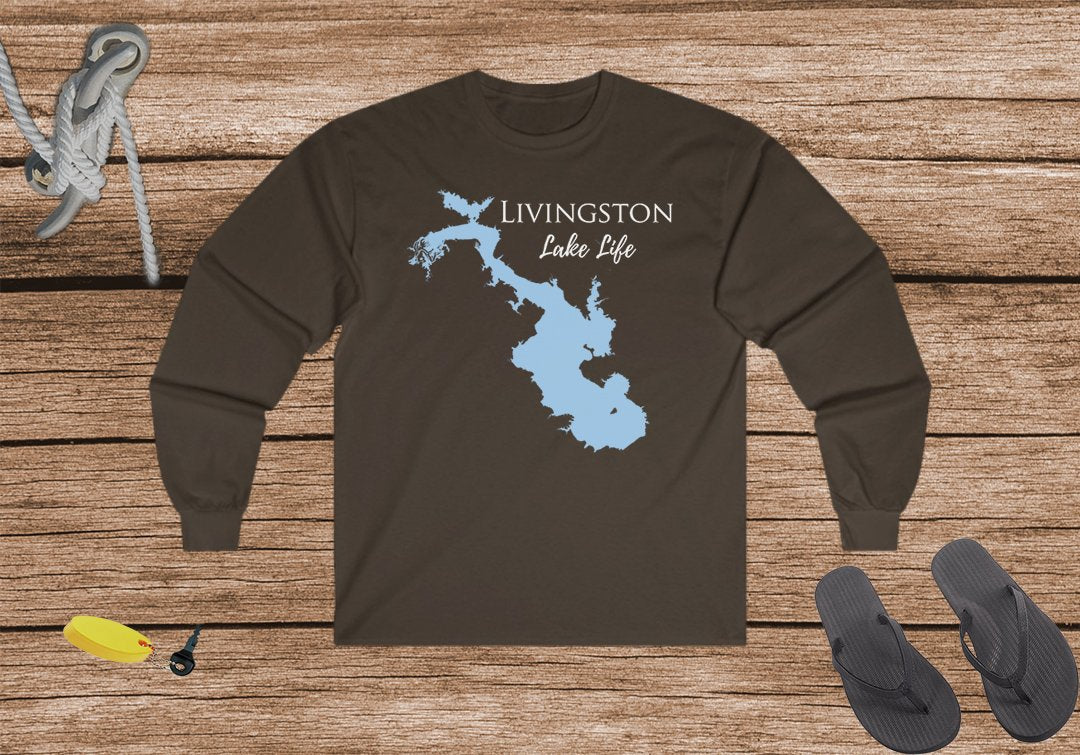 Livingston - Cotton Long Sleeve Shirt -Ultra Cotton Long Sleeve Tee - Texas Lake