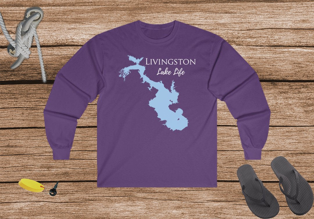 Livingston - Cotton Long Sleeve Shirt -Ultra Cotton Long Sleeve Tee - Texas Lake