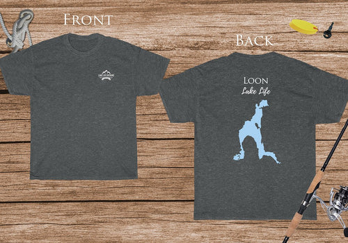 Loon Lake Life - Cotton Short Sleeved - FRONT & BACK PRINTED - Short Sleeved Cotton Tee - New York Lake
