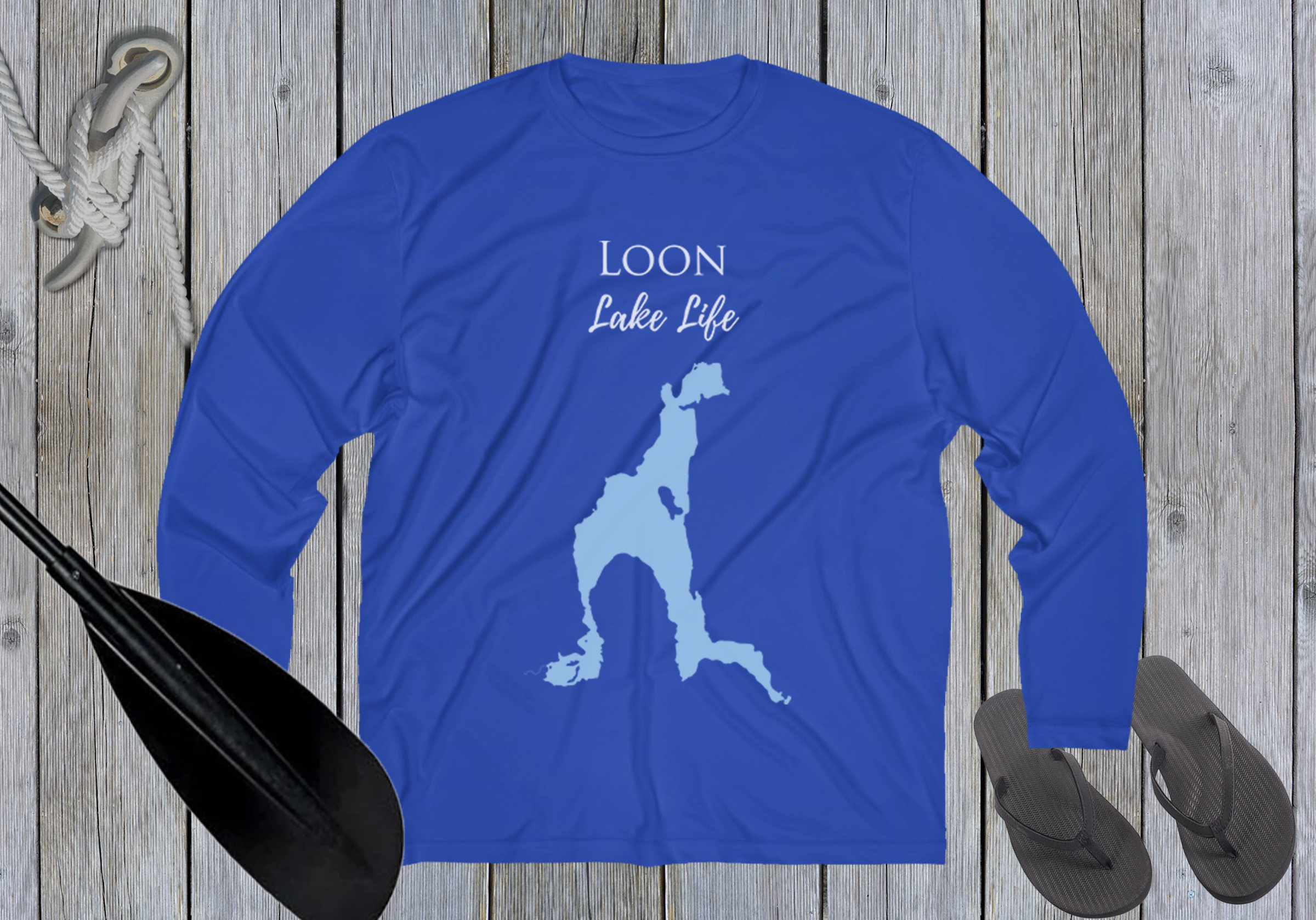 Loon Lake Life Dri-fit Boating Shirt - Breathable Material- Men's Long Sleeve Moisture Wicking Tee - New York Lake