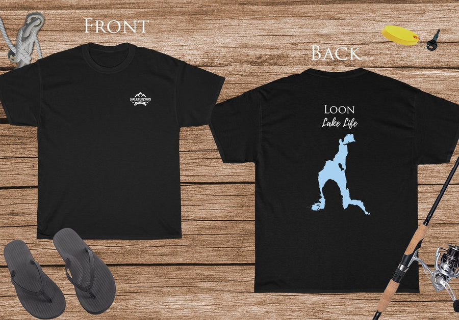 Loon Lake Life - Cotton Short Sleeved - FRONT & BACK PRINTED - Short Sleeved Cotton Tee - New York Lake