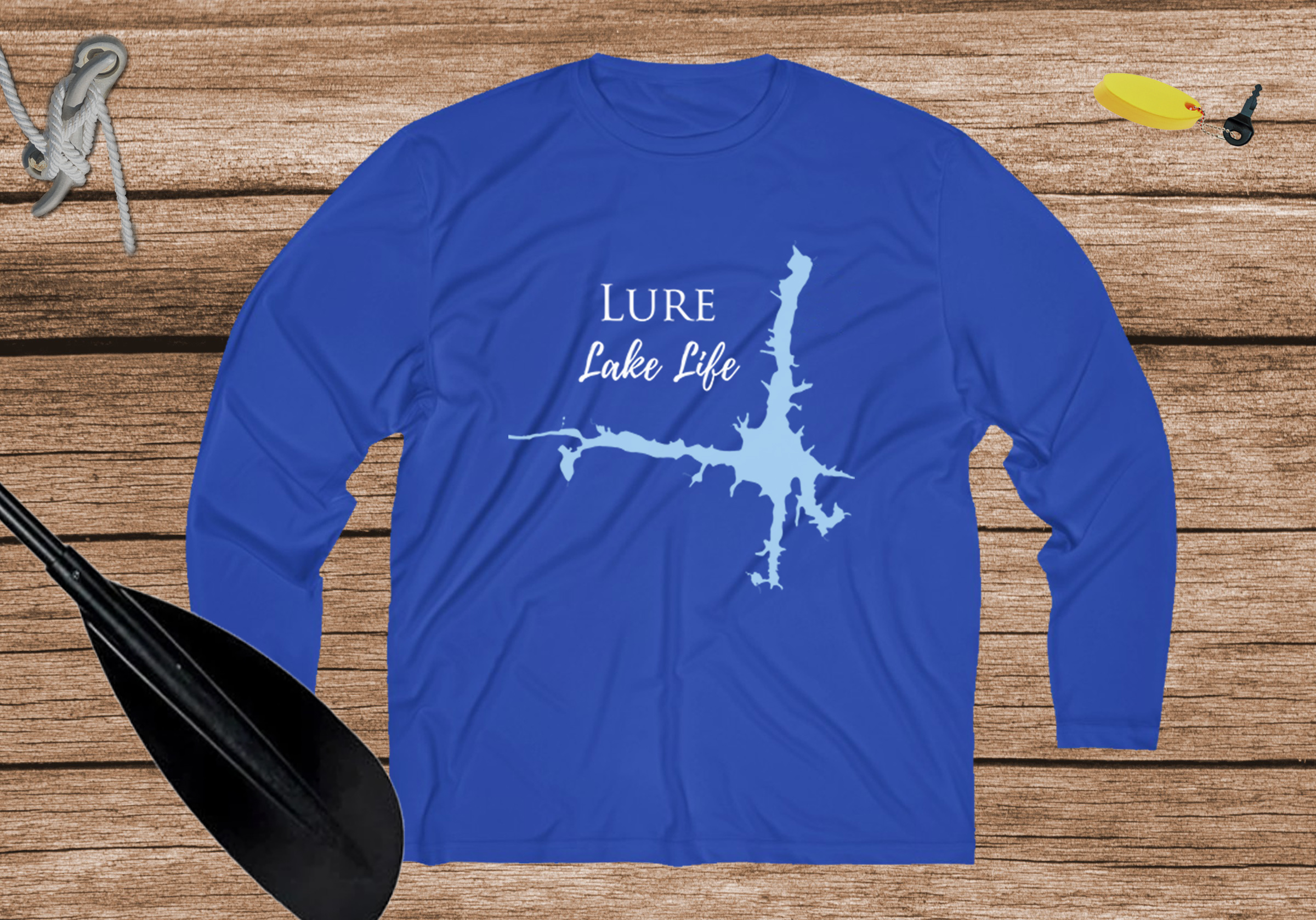 Lure Lake Life Dri-fit Boating Shirt - Breathable Material- Men's Long Sleeve Moisture Wicking Tee - North Carolina Lake