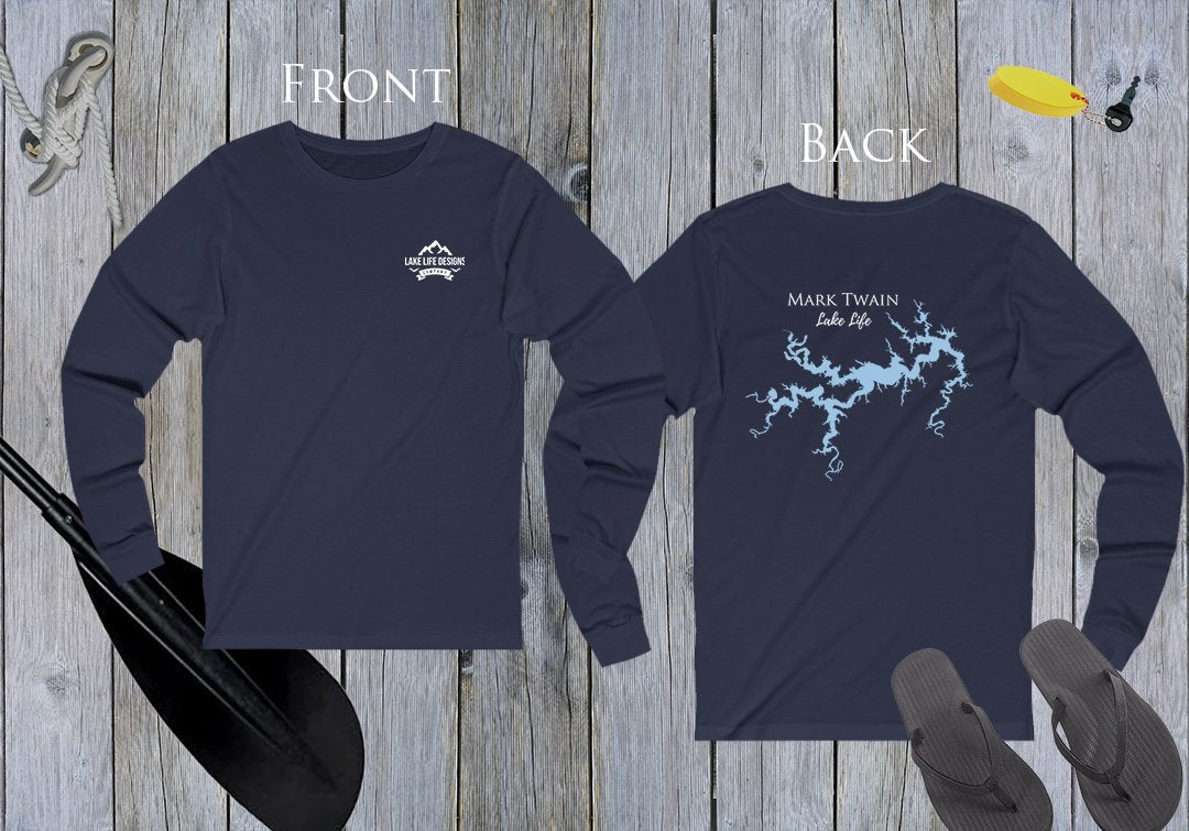 Mark Twain Lake Life Unisex Cotton Jersey Long Sleeve Tee - Back Printed - Missouri Lake