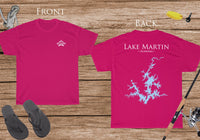 Lake Martin Alabama - Cotton Short Sleeved - FRONT & BACK PRINTED - Short Sleeved Cotton Tee -  North Carolina & South Carolina Lake