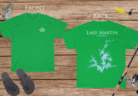 Lake Martin Alabama - Cotton Short Sleeved - FRONT & BACK PRINTED - Short Sleeved Cotton Tee -  North Carolina & South Carolina Lake