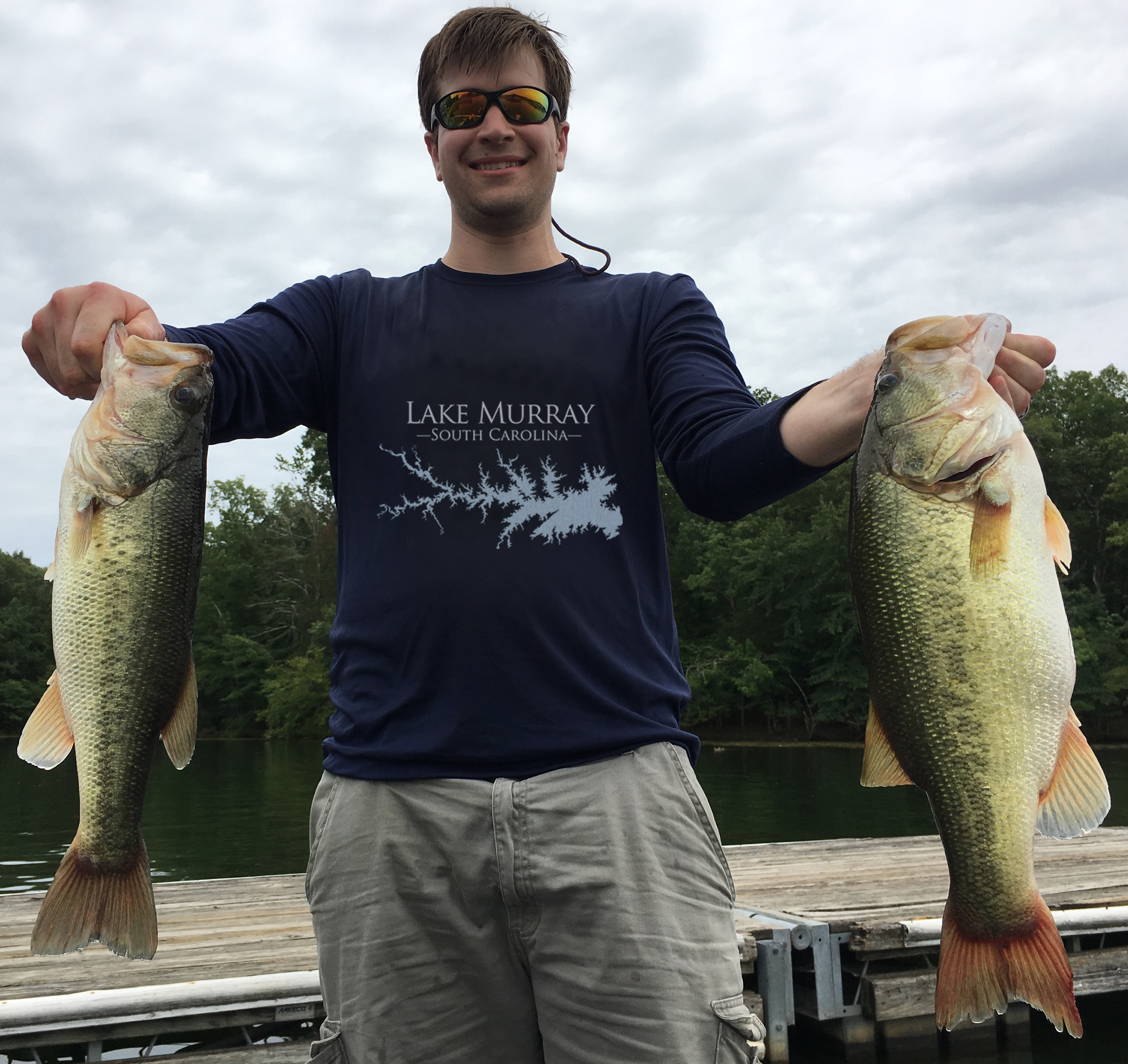 Lake Murray Dri-fit Boating Shirt - Breathable Material- Men's Long Sleeve Moisture Wicking Tee - South Carolina Lake