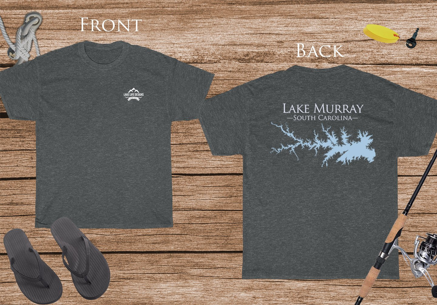 Lake Murray Life - Cotton Short Sleeved - FRONT & BACK PRINTED - Short Sleeved Cotton Tee - South Carolina Lake