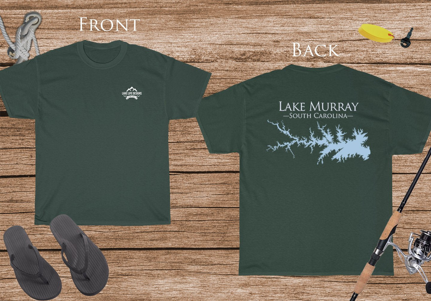 Lake Murray Life - Cotton Short Sleeved - FRONT & BACK PRINTED - Short Sleeved Cotton Tee - South Carolina Lake