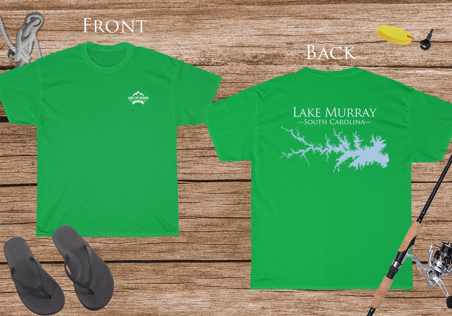 Lake Murray Life - Cotton Short Sleeved - FRONT & BACK PRINTED - Short Sleeved Cotton Tee - South Carolina Lake