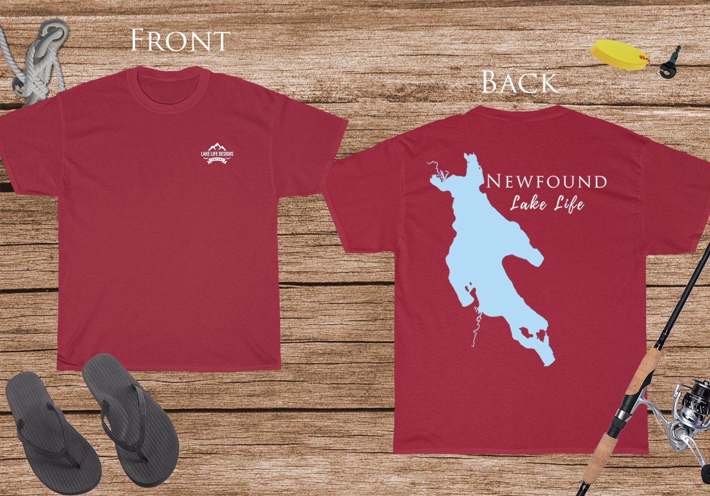 Newfound Lake Life - Cotton Short Sleeved - FRONT & BACK PRINTED - Short Sleeved Cotton Tee - New Hampshire Lake