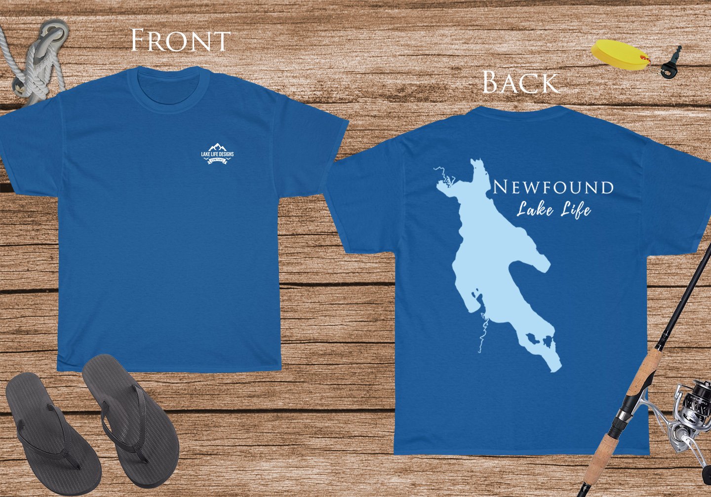 Newfound Lake Life - Cotton Short Sleeved - FRONT & BACK PRINTED - Short Sleeved Cotton Tee - New Hampshire Lake