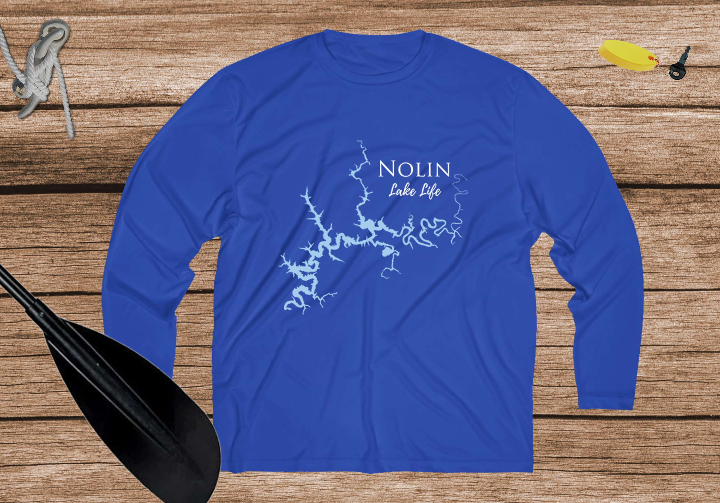Nolin Lake Life Dri-fit Boating Shirt - Breathable Material- Men's Long Sleeve Moisture Wicking Tee - Kentucky Lake