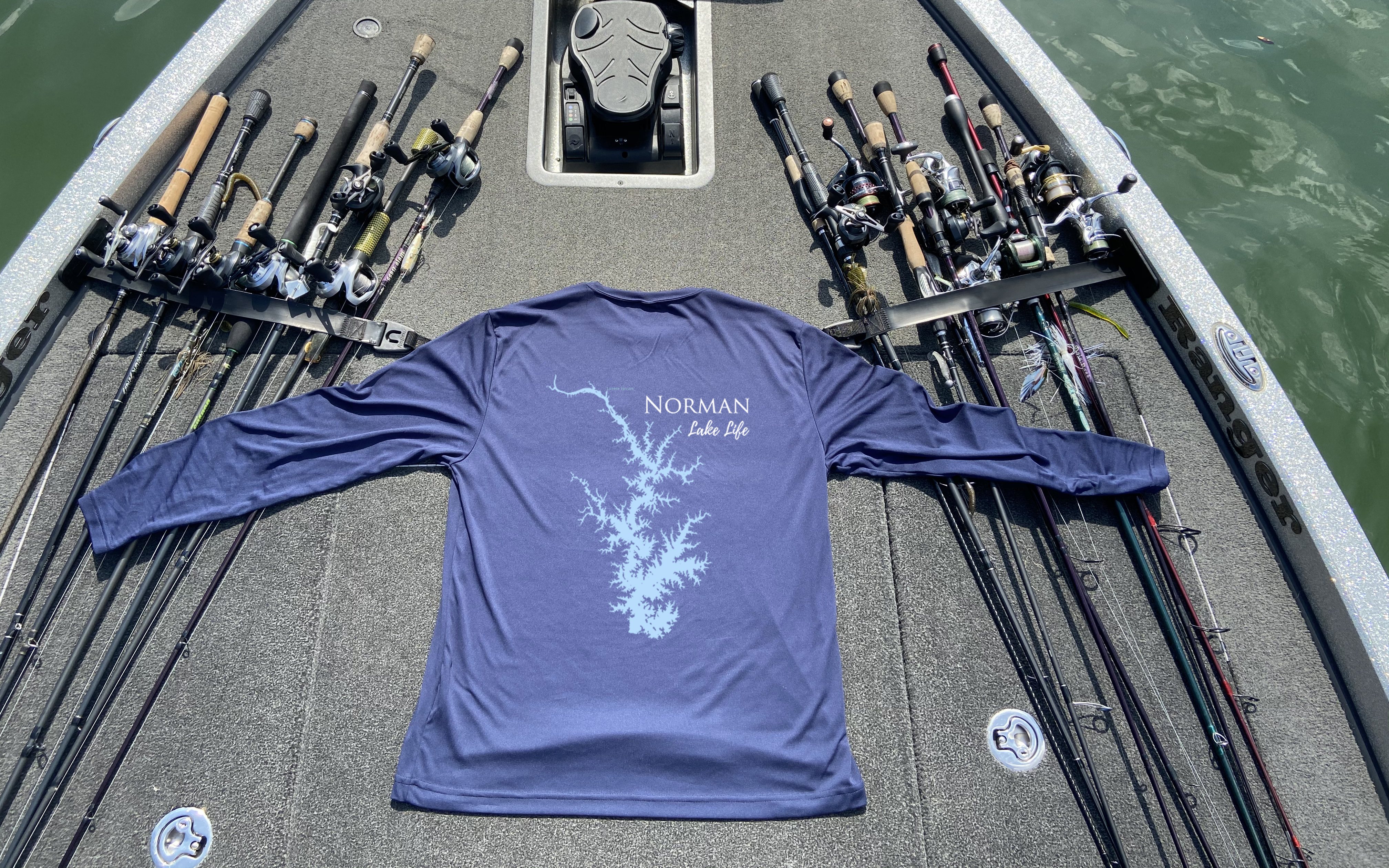 Norman Lake Life Dri-fit Boating Shirt - Breathable Material- Men's Long Sleeve Moisture Wicking Tee - North Carolina Lake