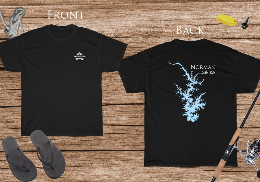 Norman Lake Life - Cotton Short Sleeved - FRONT & BACK PRINTED - Short Sleeved Cotton Tee - North Carolina Lake