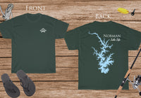 Norman Lake Life - Cotton Short Sleeved - FRONT & BACK PRINTED - Short Sleeved Cotton Tee - North Carolina Lake