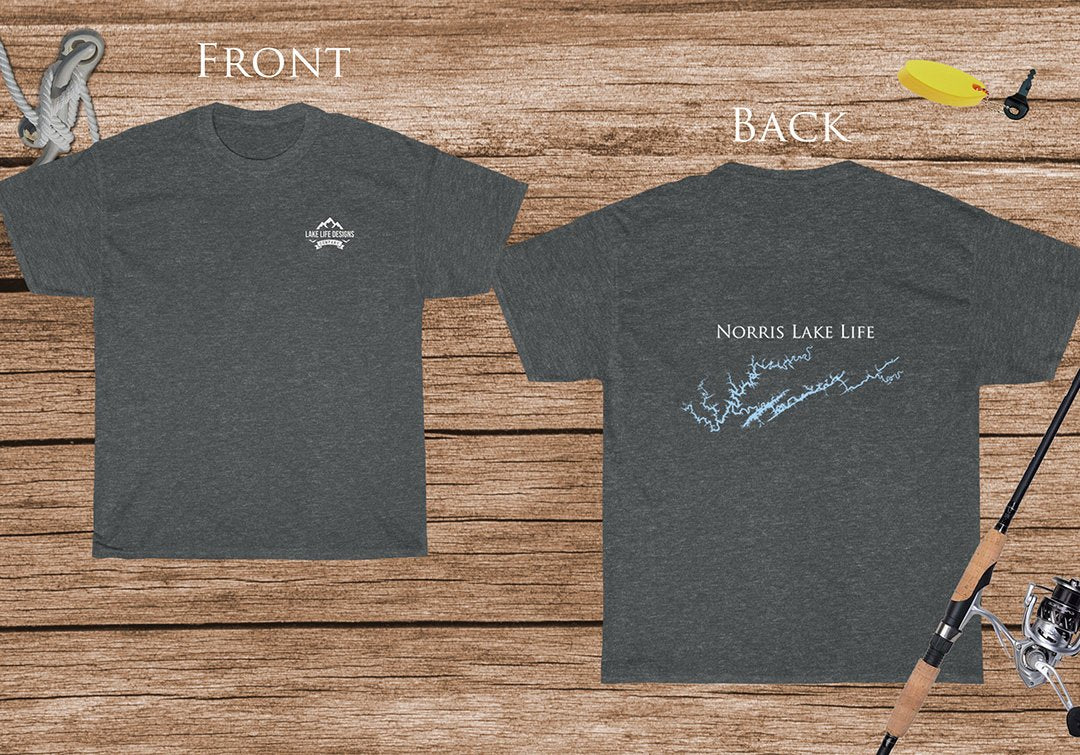 Norris Lake Life - Cotton Short Sleeved - FRONT & BACK PRINTED - Short Sleeved Cotton Tee - Tennessee Lake