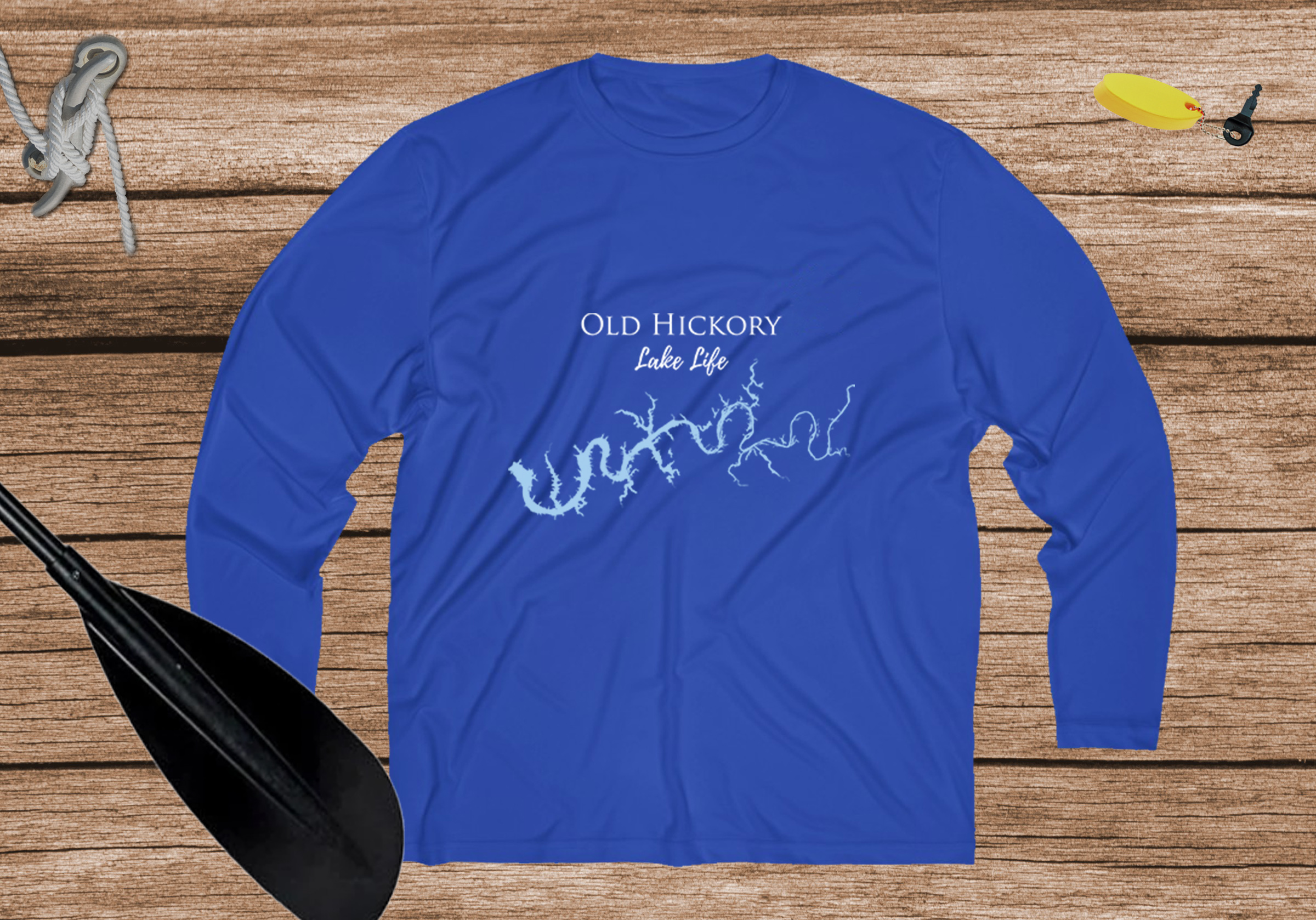 Old Hickory Lake Life Dri-fit Boating Shirt - Breathable Material- Men's Long Sleeve Moisture Wicking Tee - Nashville Tennessee Lake