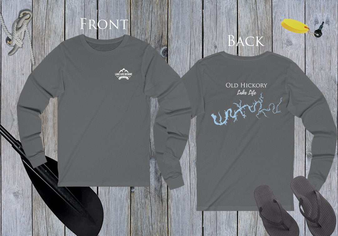 Old Hickory Lake Life Unisex Cotton Jersey Long Sleeve Tee - BACK PRINTED - Tennessee Lake