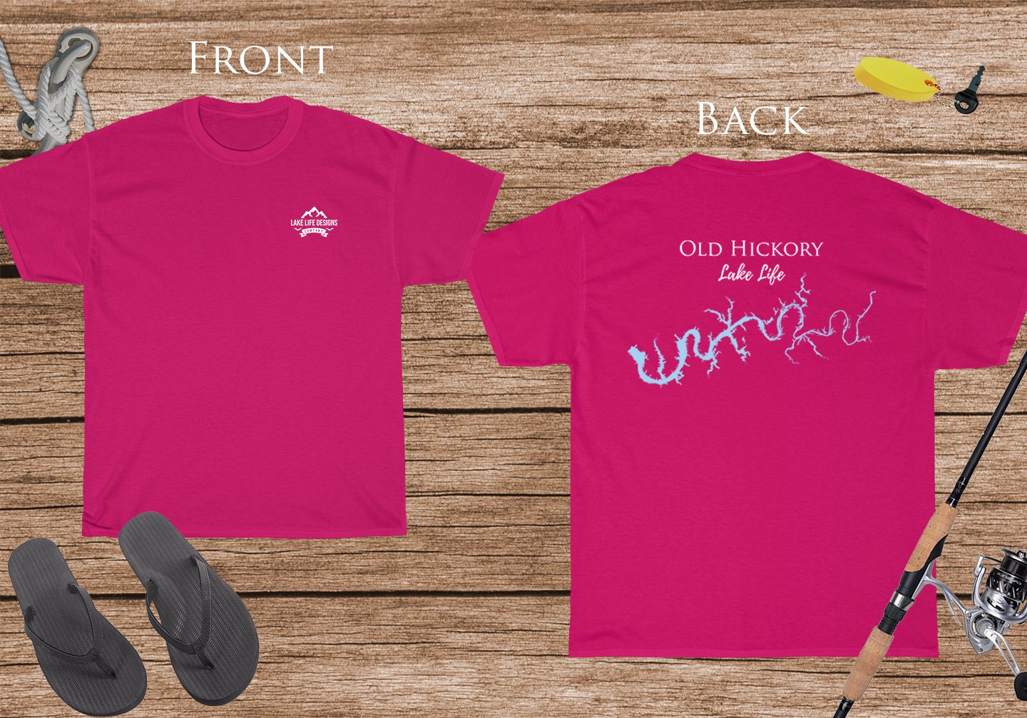 Old Hickory Lake Life - Cotton Short Sleeved - FRONT & BACK PRINTED - Short Sleeved Cotton Tee - Tennessee Lake