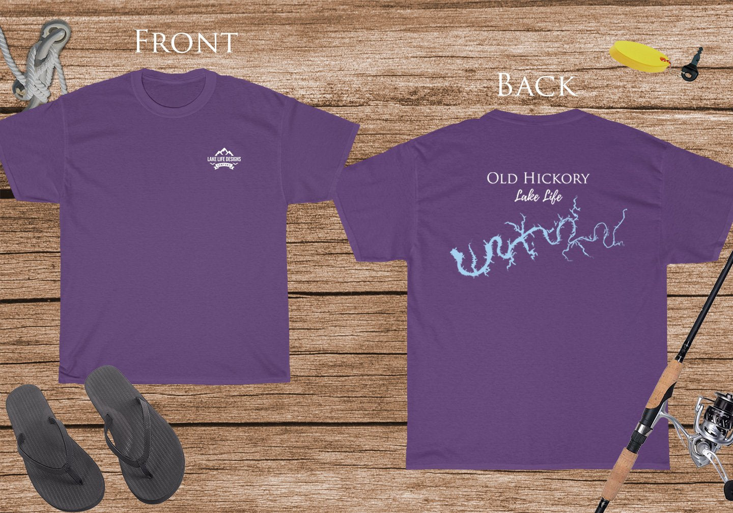 Old Hickory Lake Life - Cotton Short Sleeved - FRONT & BACK PRINTED - Short Sleeved Cotton Tee - Tennessee Lake