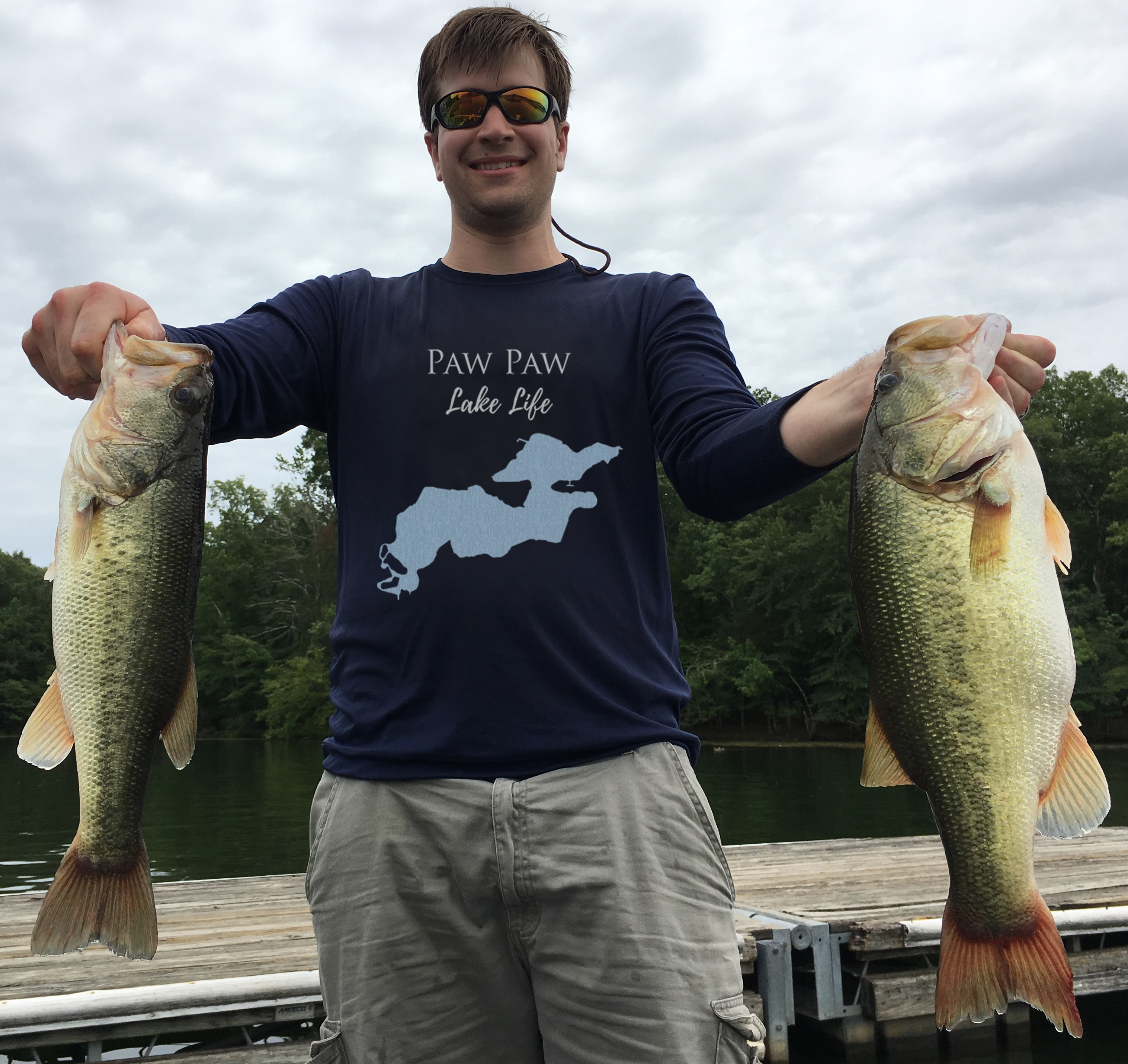 Paw Paw Lake Life Dri-fit Boating Shirt - Breathable Material- Men's Long Sleeve Moisture Wicking Tee - Michigan Lake