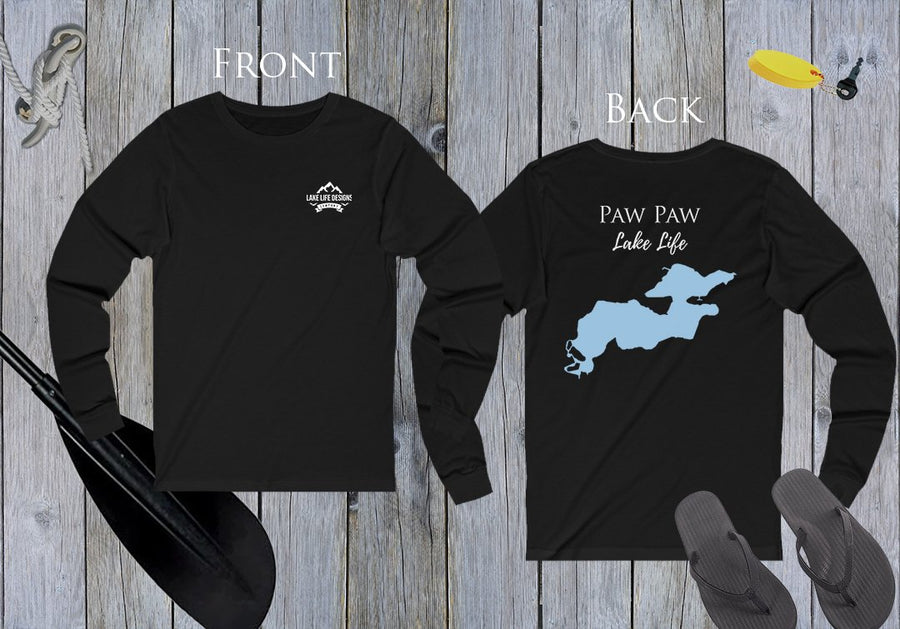 Paw Paw Lake Life Unisex Cotton Jersey Long Sleeve Tee - Back Printed - Michigan Lake