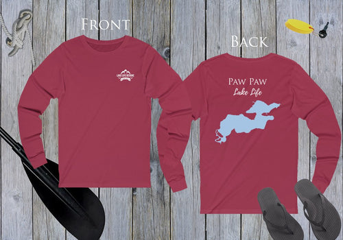 Paw Paw Lake Life Unisex Cotton Jersey Long Sleeve Tee - Back Printed - Michigan Lake