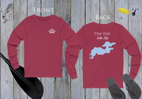 Paw Paw Lake Life Unisex Cotton Jersey Long Sleeve Tee - Back Printed - Michigan Lake