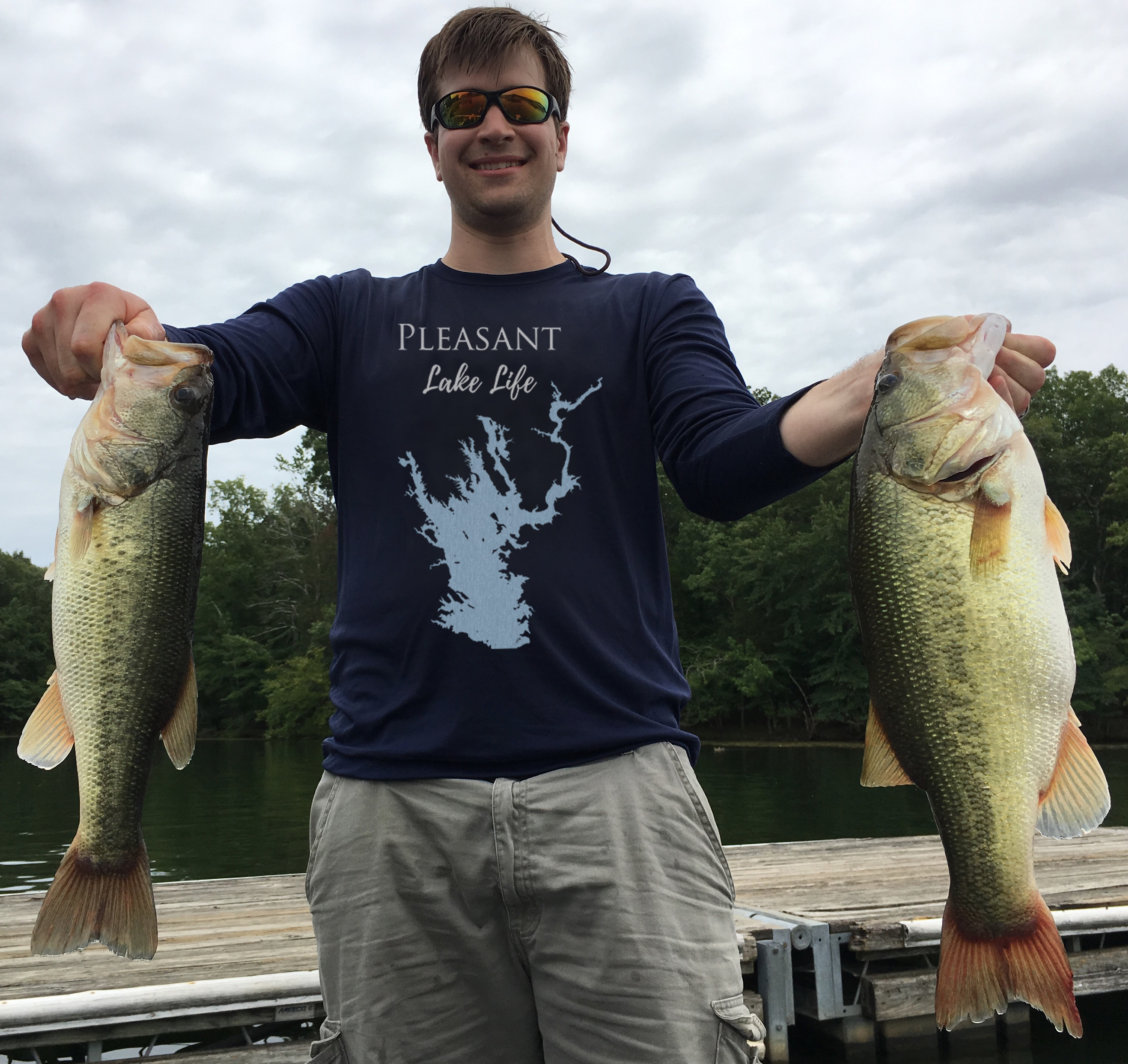 Pleasant Lake Life Dri-fit Boating Shirt - Breathable Material- Men's Long Sleeve Moisture Wicking Tee - Arizona Lake