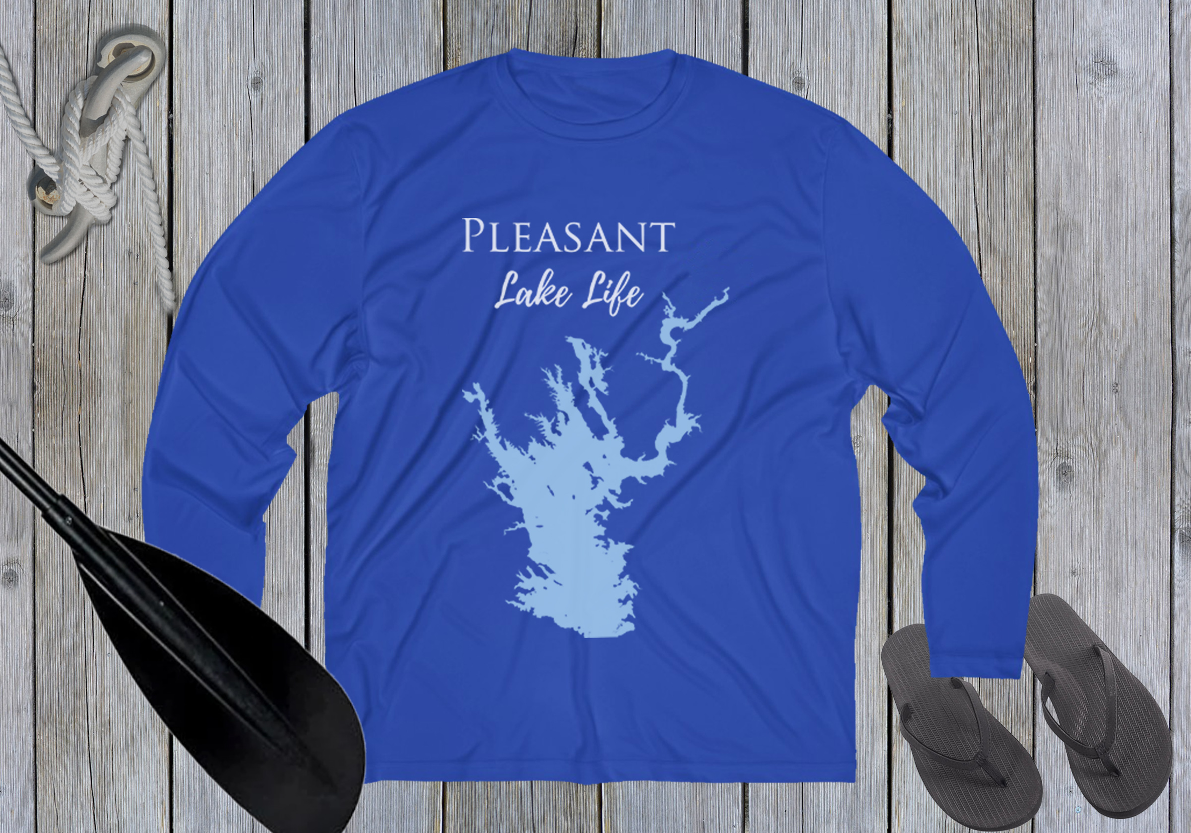 Pleasant Lake Life Dri-fit Boating Shirt - Breathable Material- Men's Long Sleeve Moisture Wicking Tee - Arizona Lake