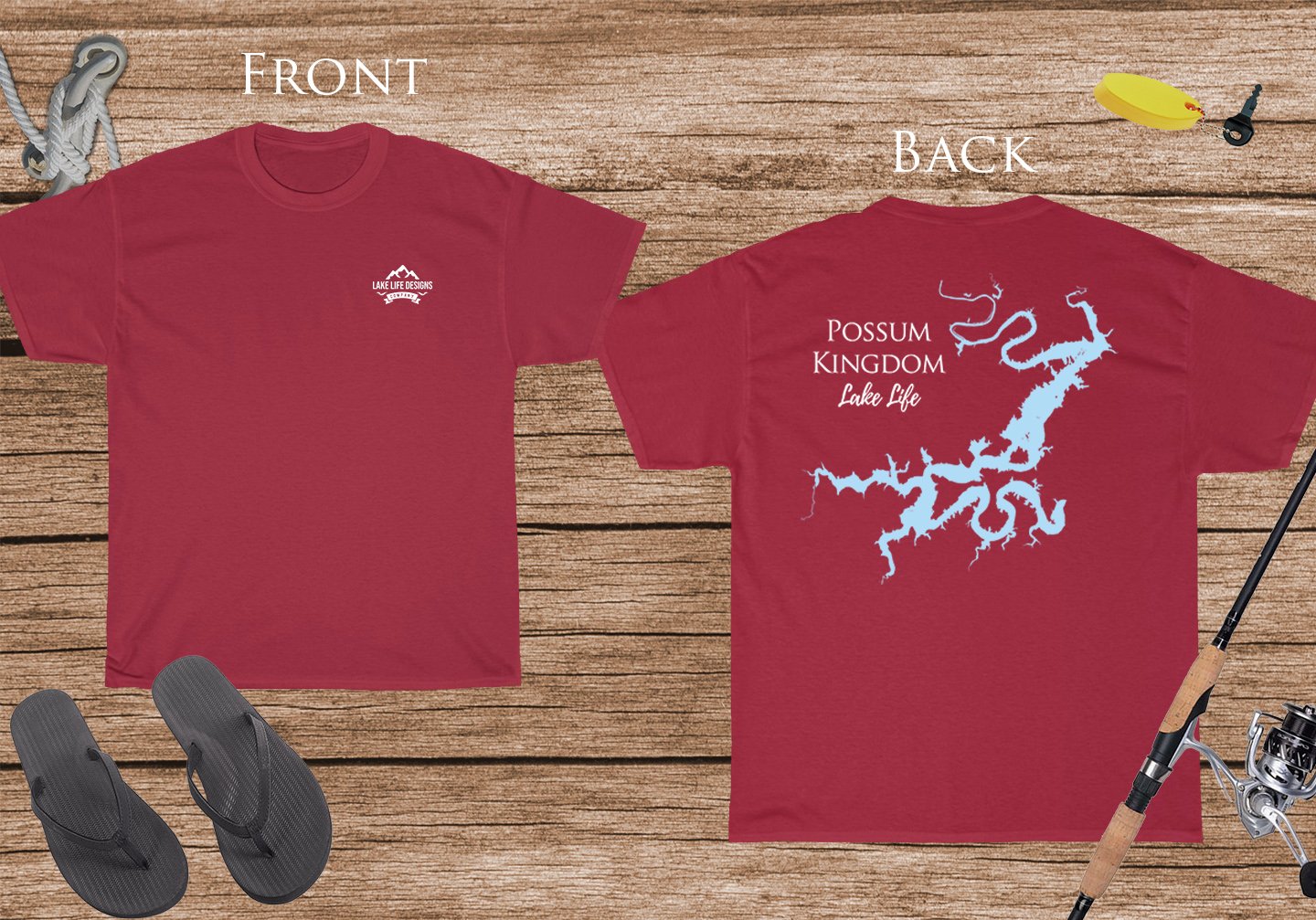 Possum Kingdom Lake Life - Cotton Short Sleeved - FRONT & BACK PRINTED - Short Sleeved Cotton Tee - Texas Lake