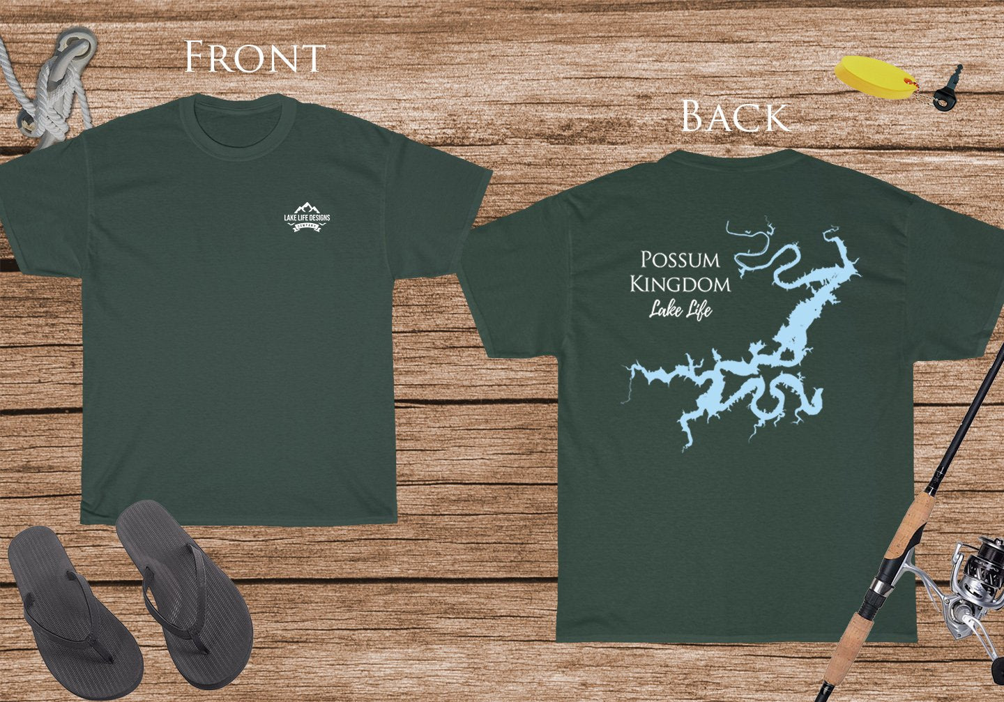 Possum Kingdom Lake Life - Cotton Short Sleeved - FRONT & BACK PRINTED - Short Sleeved Cotton Tee - Texas Lake