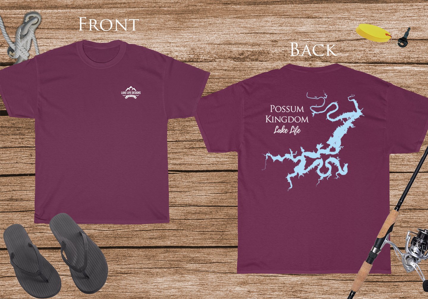 Possum Kingdom Lake Life - Cotton Short Sleeved - FRONT & BACK PRINTED - Short Sleeved Cotton Tee - Texas Lake