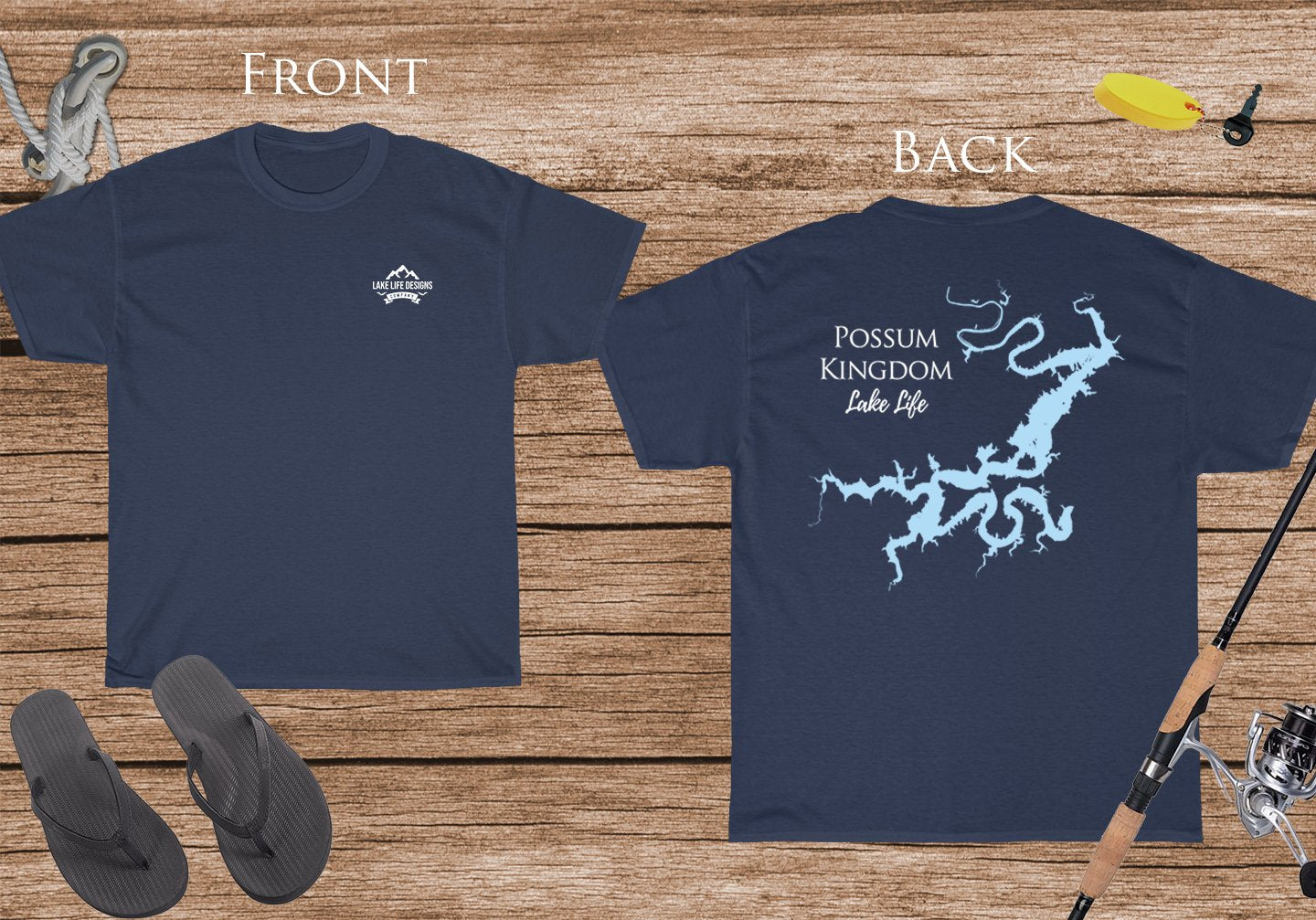 Possum Kingdom Lake Life - Cotton Short Sleeved - FRONT & BACK PRINTED - Short Sleeved Cotton Tee - Texas Lake