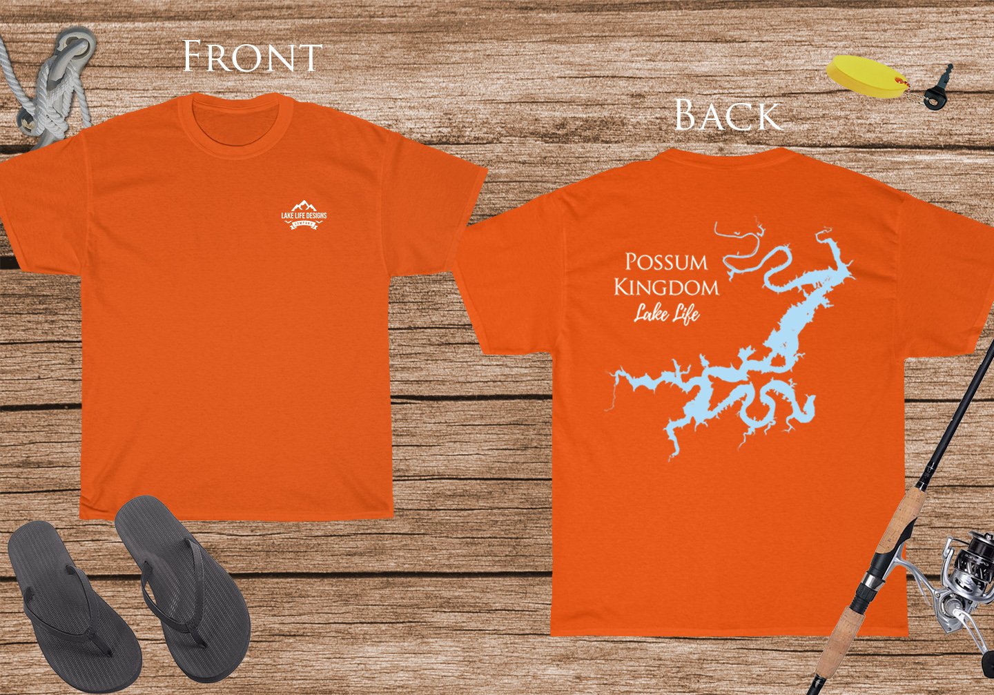 Possum Kingdom Lake Life - Cotton Short Sleeved - FRONT & BACK PRINTED - Short Sleeved Cotton Tee - Texas Lake