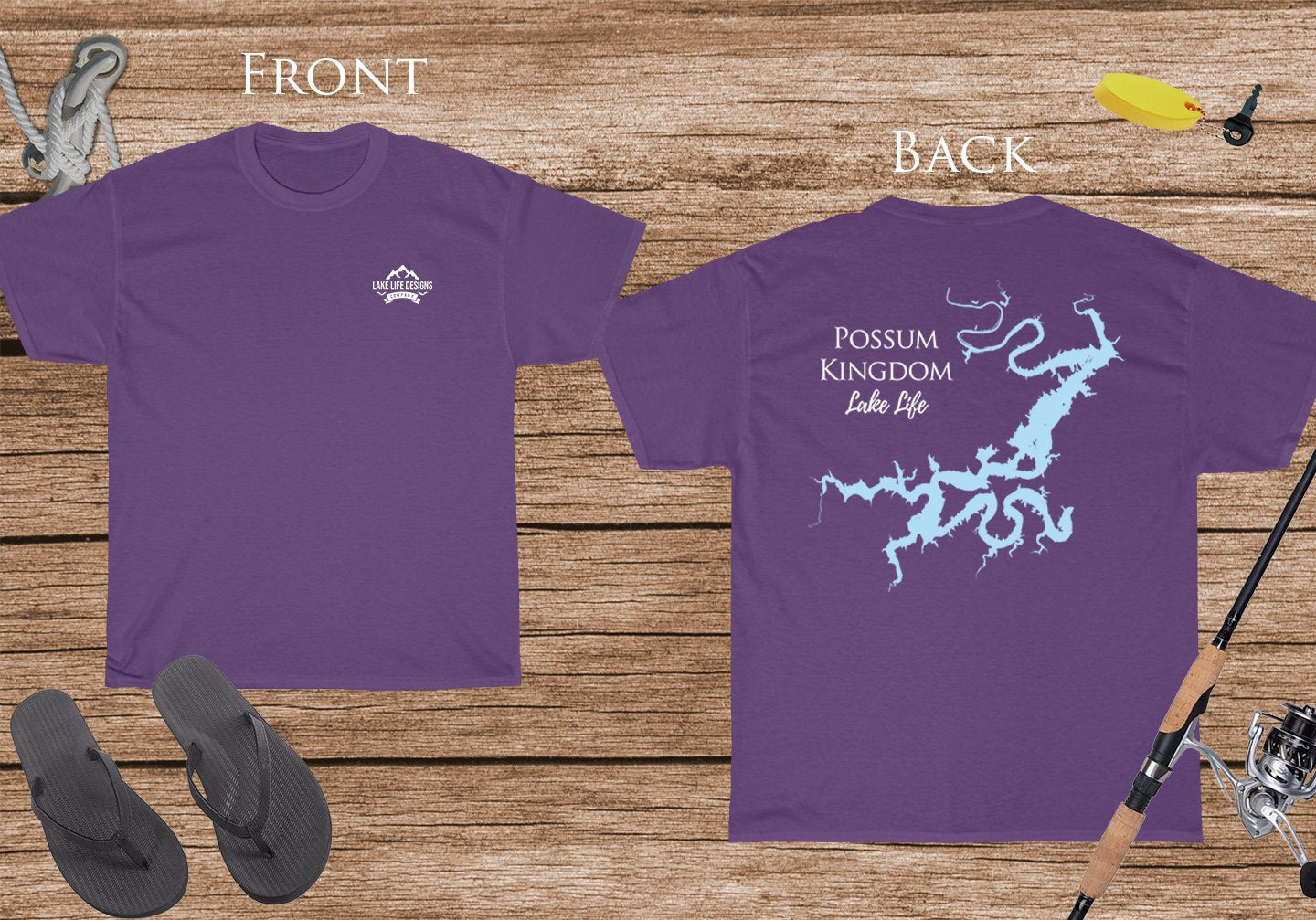 Possum Kingdom Lake Life - Cotton Short Sleeved - FRONT & BACK PRINTED - Short Sleeved Cotton Tee - Texas Lake