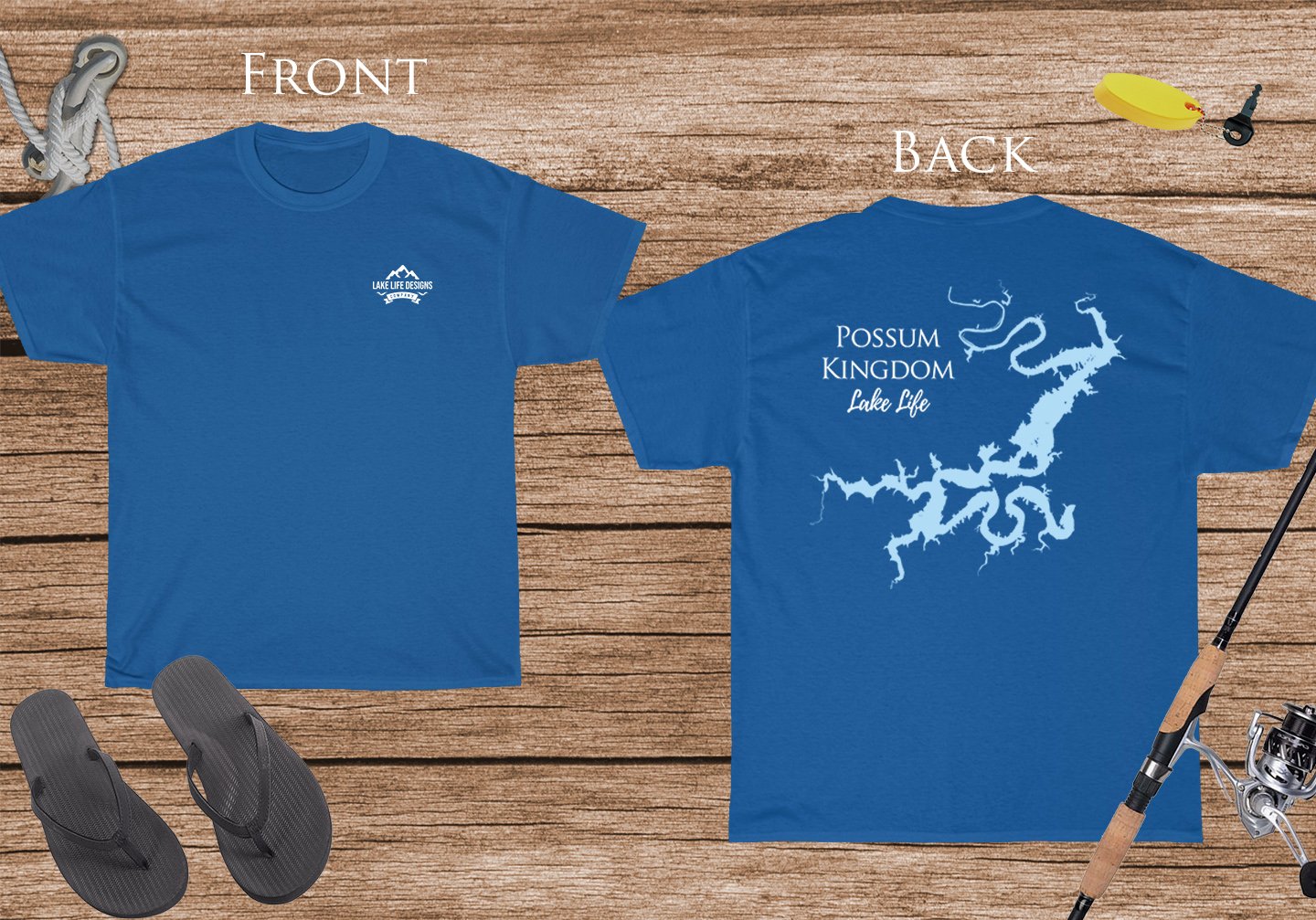 Possum Kingdom Lake Life - Cotton Short Sleeved - FRONT & BACK PRINTED - Short Sleeved Cotton Tee - Texas Lake