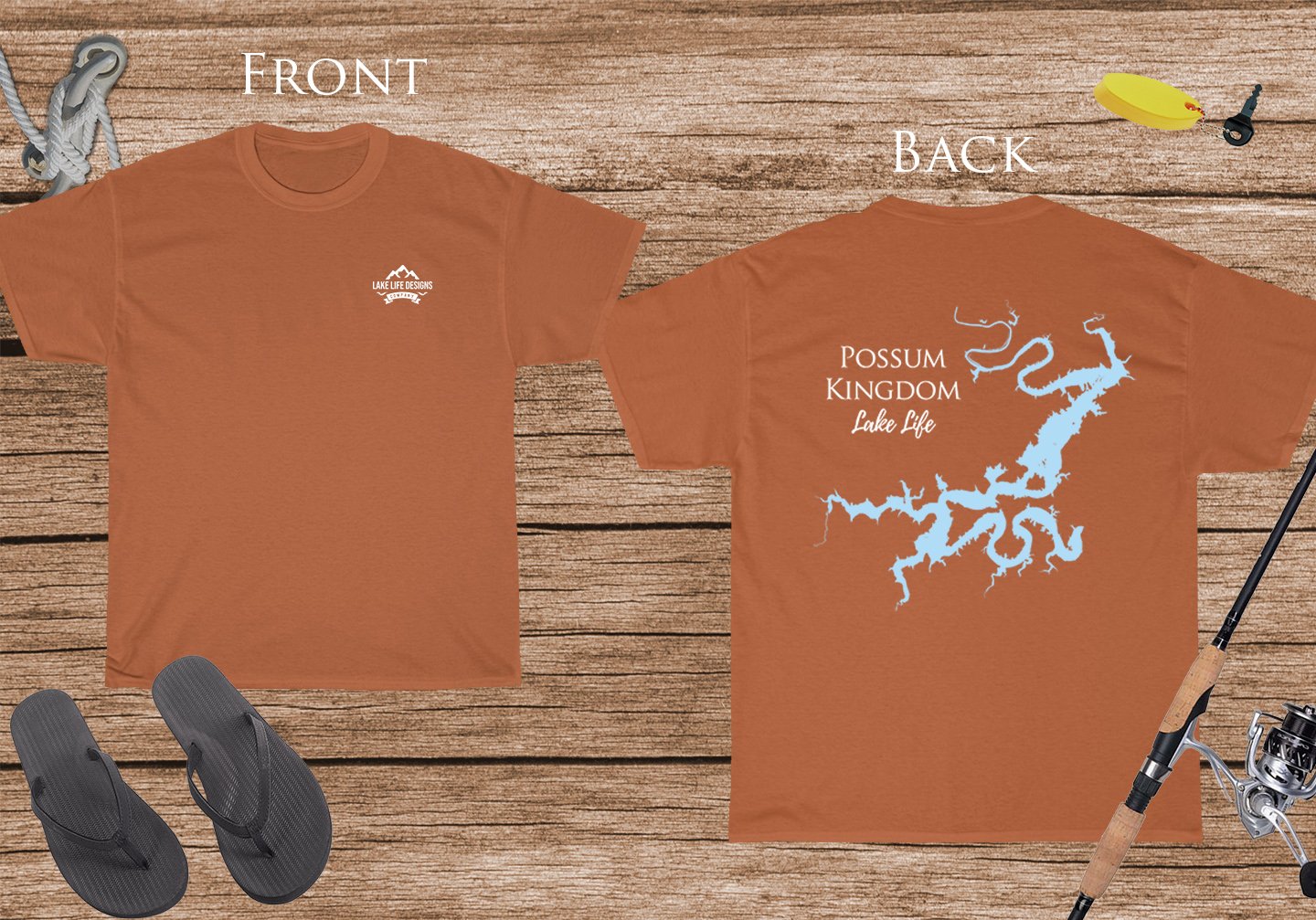Possum Kingdom Lake Life - Cotton Short Sleeved - FRONT & BACK PRINTED - Short Sleeved Cotton Tee - Texas Lake