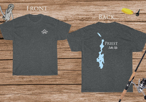 Priest Lake Life - Cotton Short Sleeved - FRONT & BACK PRINTED - Short Sleeved Cotton Tee - Idaho Lake