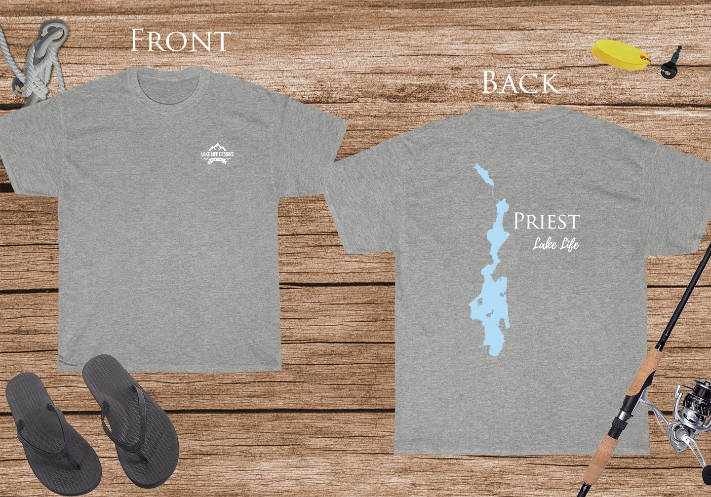 Priest Lake Life - Cotton Short Sleeved - FRONT & BACK PRINTED - Short Sleeved Cotton Tee - Idaho Lake