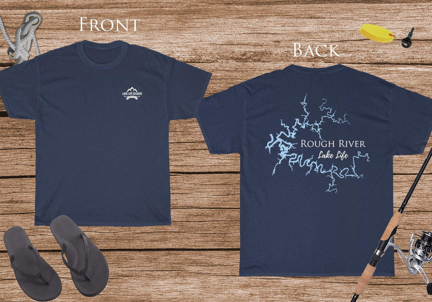 Rough River Lake Life - Cotton Short Sleeved - FRONT & BACK PRINTED - Short Sleeved Cotton Tee -  Kentucky Lake