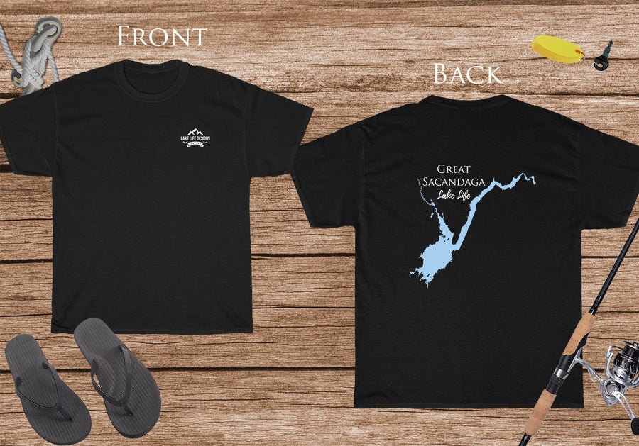 Great Sacandaga Lake Life - Cotton Short Sleeved - FRONT & BACK PRINTED - Short Sleeved Cotton Tee - New York Lake